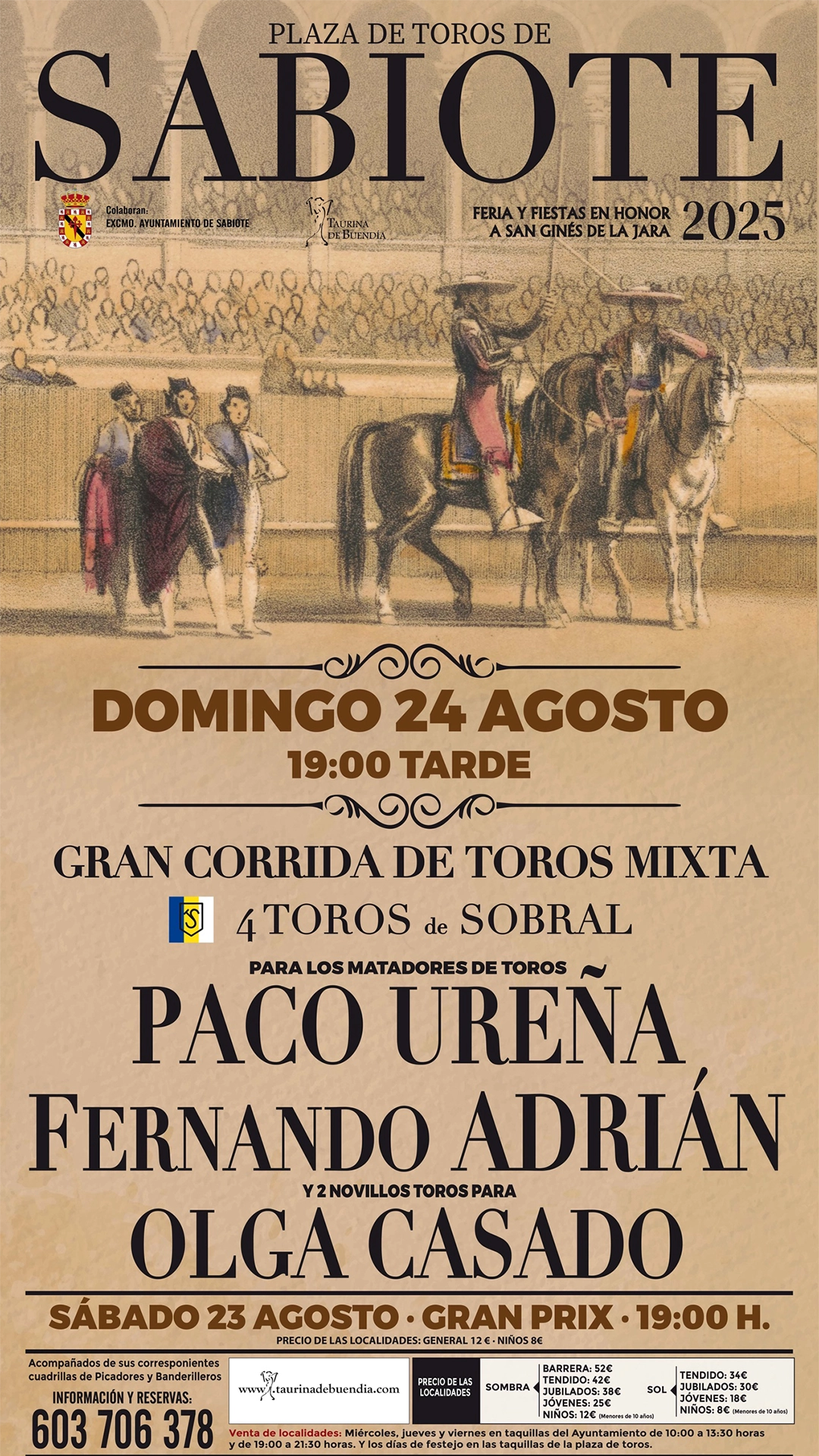 cartel de la corrida de toros de sabiote en 2025